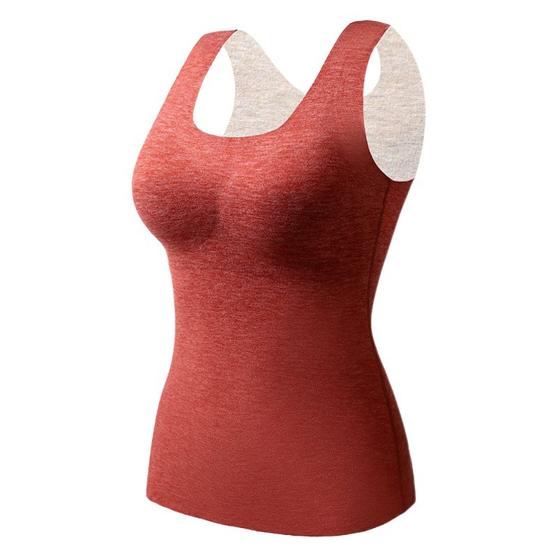 Осенне-зимний обогрев де Бархатный термо-жилет бесшовный фиксированный с чашкой интегрированный Шелковый кашемировый нижнее термобелье