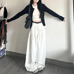 背の高い175の延長版の広脚のジーパンの女性の秋冬のinsの新型の復古の腰のゆったりしているカジュアルなズボン