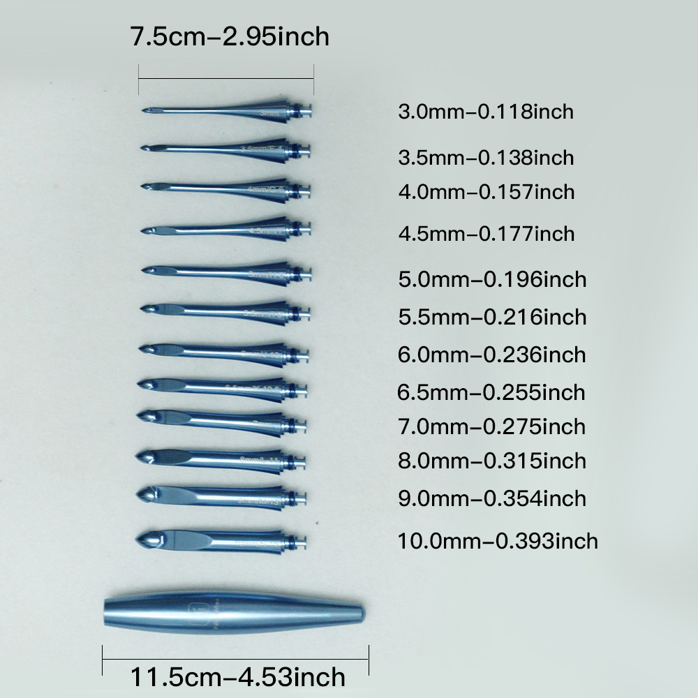 Herramientas de tejer novatos transfronterizas, aguja de óxido de aluminio, mango azul, conjunto de ganchillo desmontable, 12 aguja de ganchillo de cambio