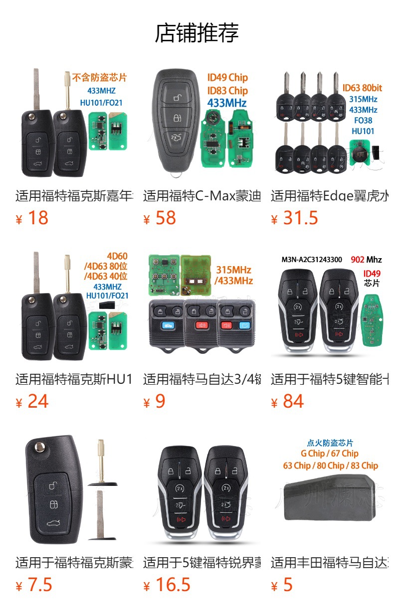 Suitable for Ford Mondeo, Focus, Escape, Transit, HU -0.999999999% off stackable car remote key shell replacement 2/3 button