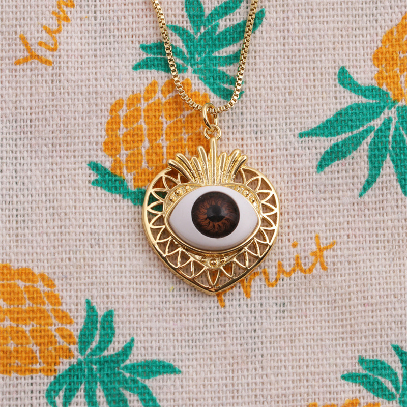 fashion hollow eye heart copper necklace wholesale nihaojewelry