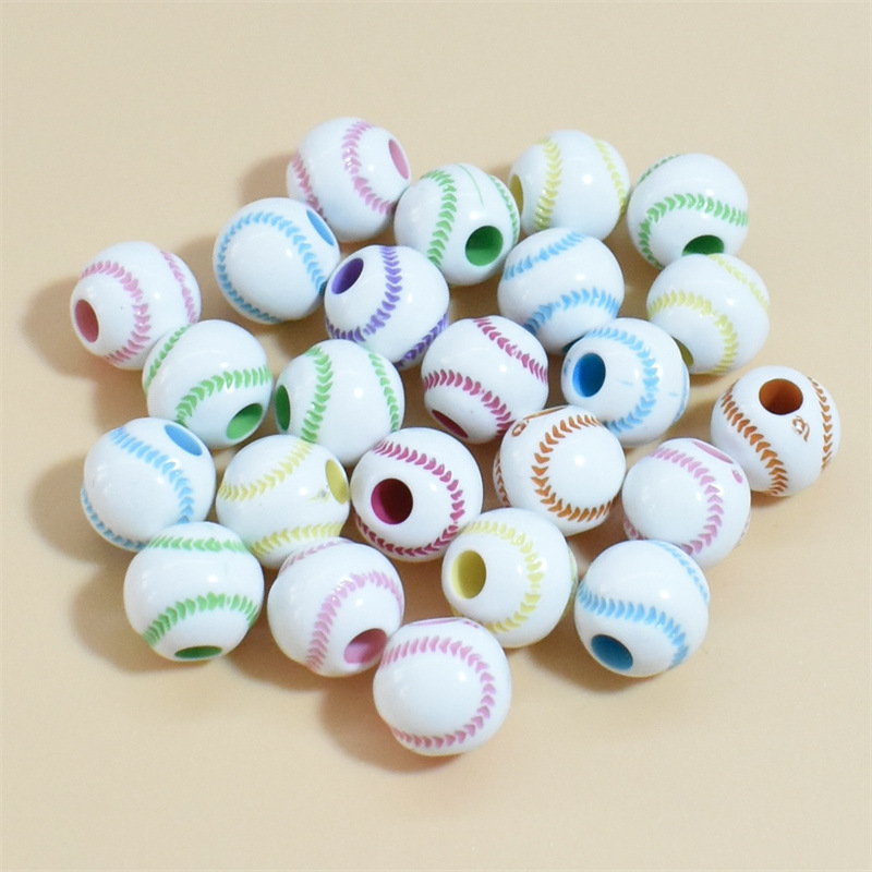 50 Pieces Arylic Baseball Beads display picture 6