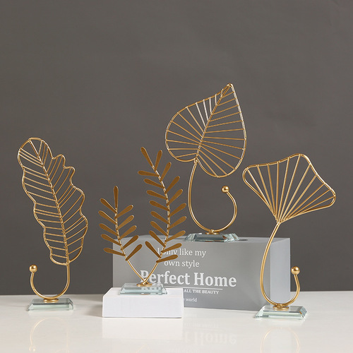 Nordic light luxury ginkgo leaf ornaments home entrance TV cabinet wine cabinet office desktop decoration leaf shape