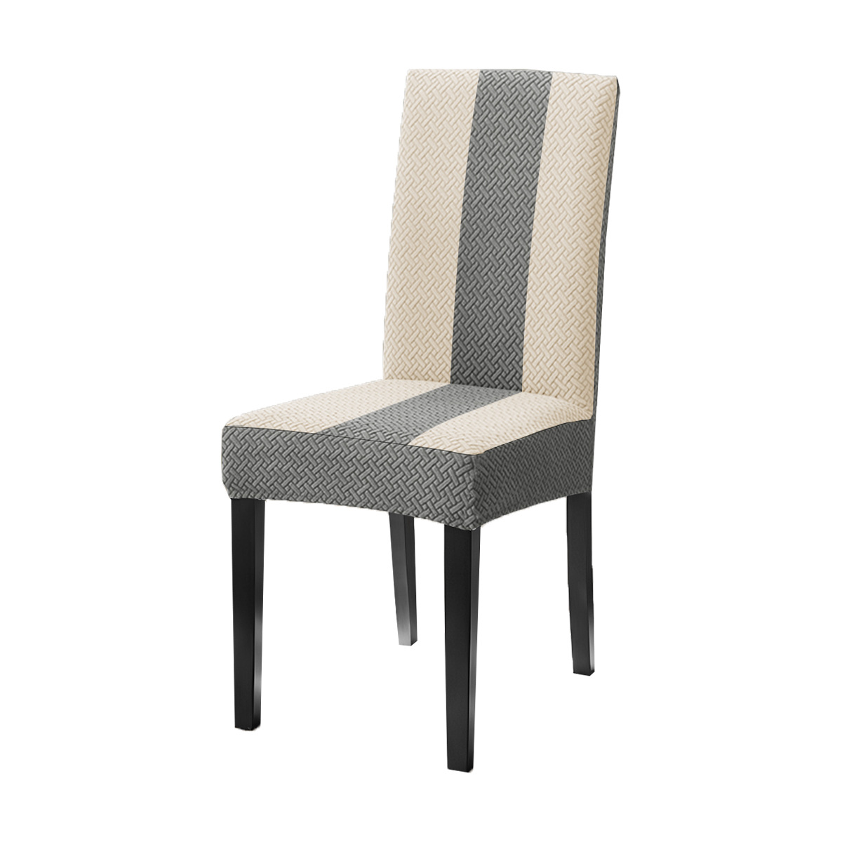 Funda de silla SHEIN, éxito de ventas transfronterizo, elástica, jacquard, con rayas en forma de T, a cuadros, con bloques de color, a prueba de polvo, universal, para silla de comedor.