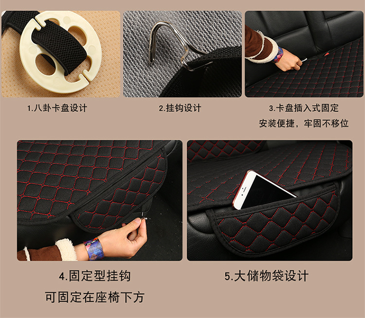 Car Seat Cushion Linen Car Seat Cushion Four-Season Universal Car Seat Cover Five-Seater Breathable Car Cushion Foreign Trade Hot Style