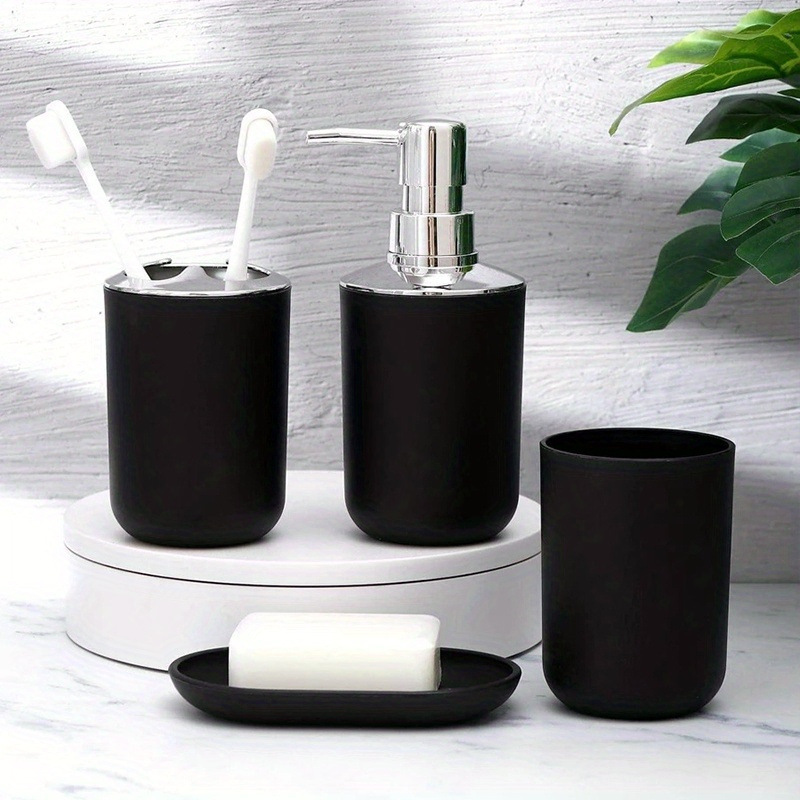 Black Bathroom Kit 4pcs / Set Lotion Bottle Toothbrush Cepillo de dientes transfronterizo