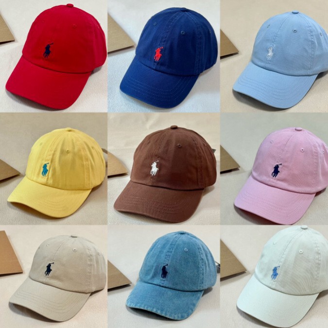 Po Pony Hat Paul Small Logo Baseball Cap Luffy Hat Rl Pure Cotton High-End Face Slimming Deep Brim Duckbill Cap