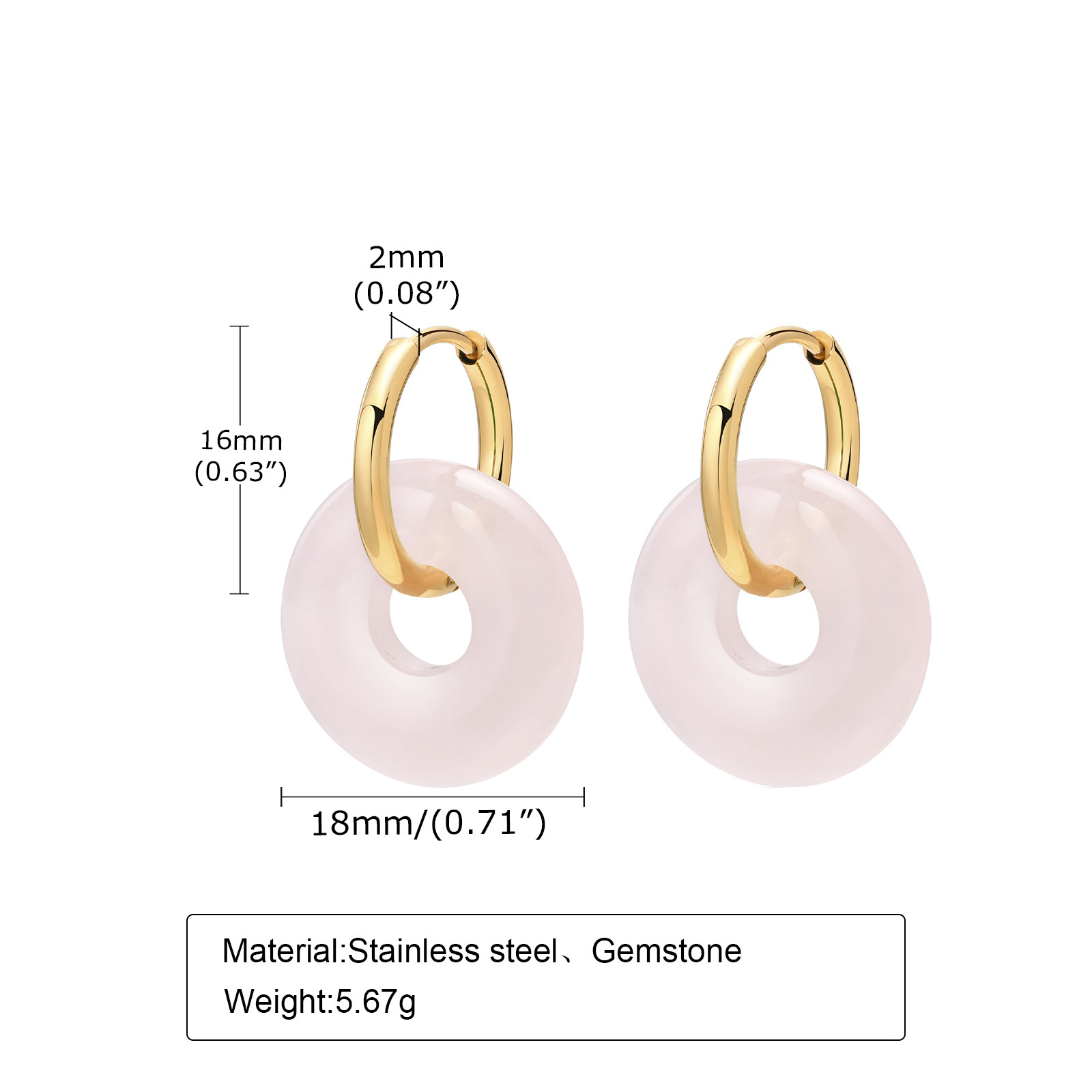 Mode Rond Acier Inoxydable Boucles D'oreilles Gemme Boucles D'oreilles En Acier Inoxydable display picture 2