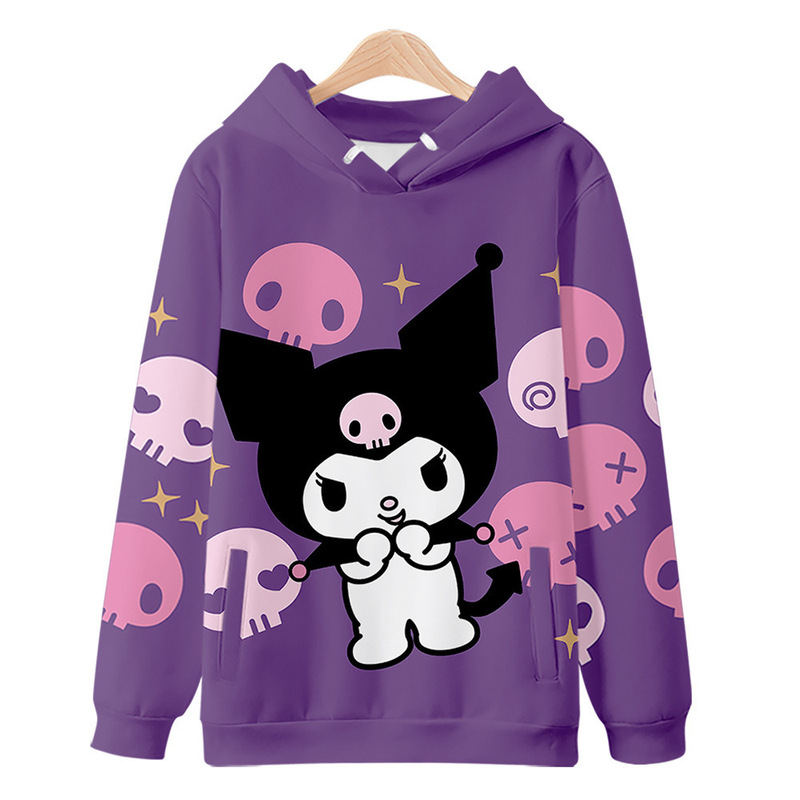 Kuromi Hooded Sweatshirt Anime Peripheral Two-Dimensional Sweet Japanese Style Style Outwear Cute Student Clothes Kuromi Hooded Sweatshirt Anime Peripheral Two-Dimensional Sweet Japanese Style Style Outwear Cute Student Clothes