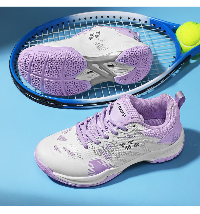 Giày cầu lông nữ chuyên nghiệp thi đấu tập luyện, giày tennis siêu sợi thoải mái, gót 3-5 cm — màu tím chi tiết 11