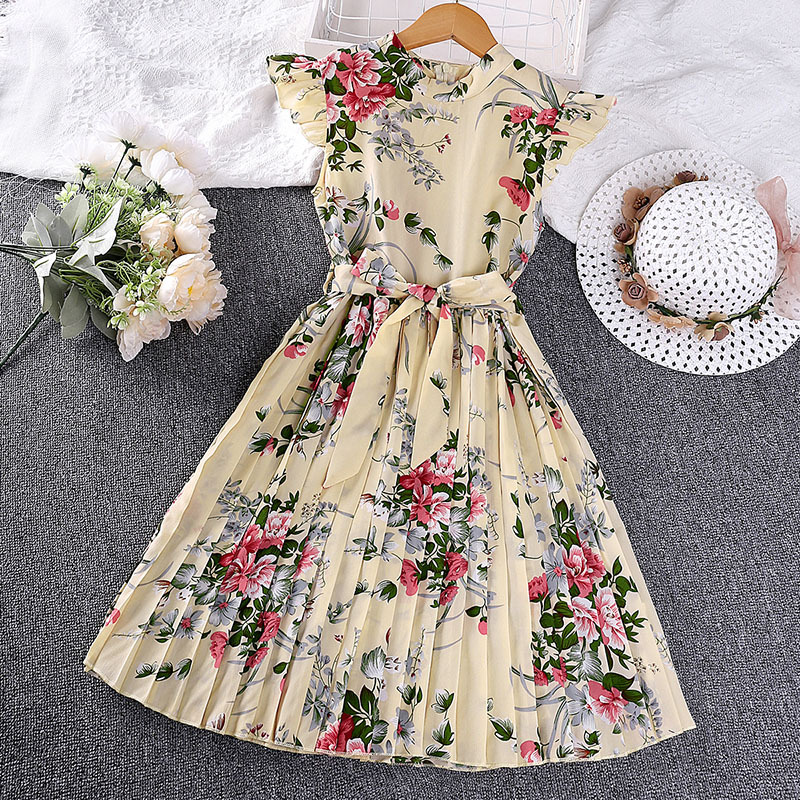 280g Weight Children's Dress Children's Clothing Type Princess Flower Cotton Blend Polyester Girls Dresses