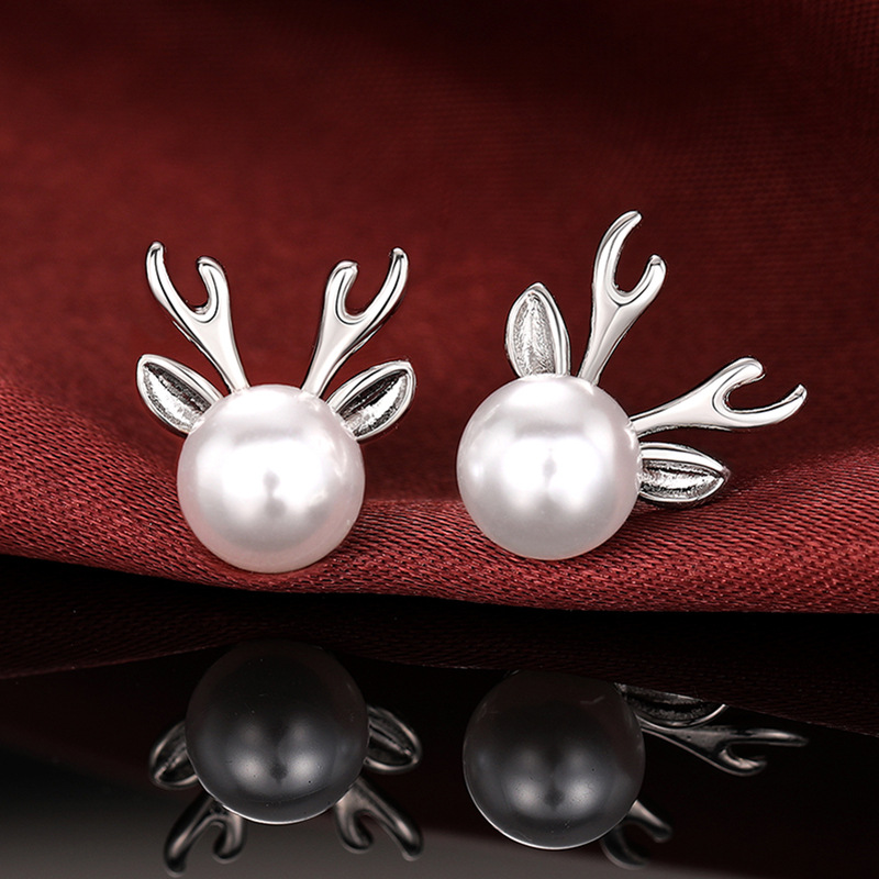 Boucles d'oreilles en bois de cerf pour femme en perles mignonnes Cao Shi, boucles d'oreilles à la mode, bijoux assortis pour Noël, cadeau_voghion.com