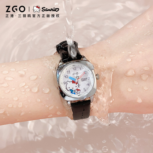 ZGO Zhenggang Sanrio co-branded watch literary retro temperament student small square watch helloKitty quartz watch