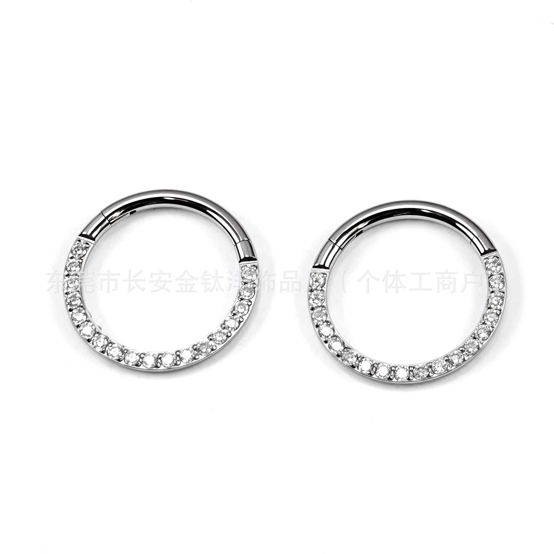 F136 Titanium Side-Set Closed Ring with Diamond Nose Ring Ear Bone Ring G23 Titanium Alloy Piercing Jewelry detail image 8