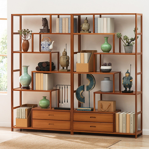 Bogu rack ornaments new Chinese style Duobao Pavilion tea cabinet display tea room teapot set Nanzhu imitation antique storage rack