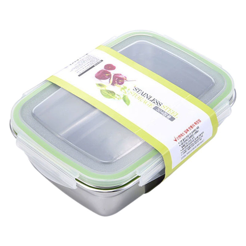 Коробка для хранения из нержавеющей стали 304 Герметичная коробка для холодильника Ящик для хранения фруктов и овощей с крышкой Прямоугольная коробка Bento Box Ланч-бокс