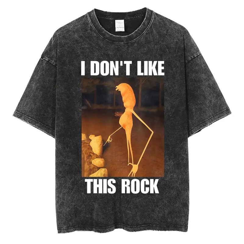 I Don'T Like This Rock Meme T-Shirt, Men's and Women's Funny Trendy Retro T-Shirt, Loose Cotton Casual T-Shirt