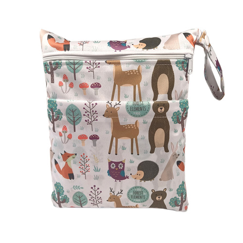 SGS-certified 32-piece cartoon print small double-zip diaper bag storage bag washable organizer bag