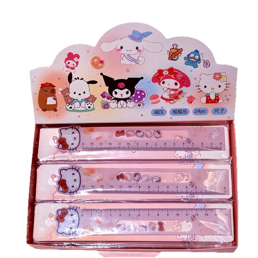 Nuevos productos divertidos reglas de música rocker adorables gatos acrílicos reglas rectas creativas de reducción de presión de papelería para estudiantes de papelería