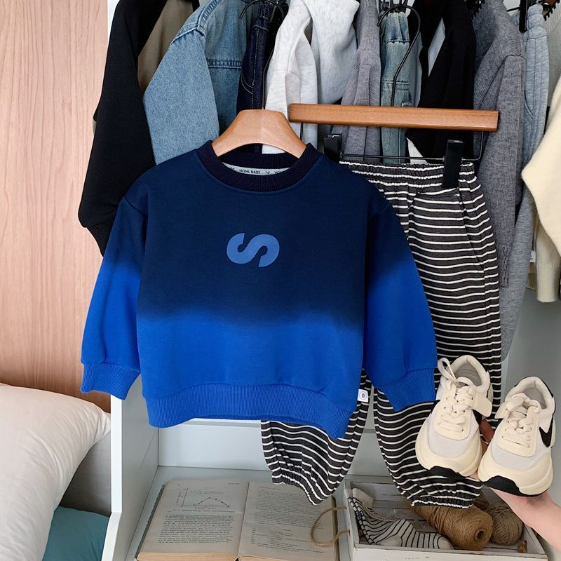 男童休闲卫衣2025春季新款儿童洋气酷帅百搭渐变时尚套头上衣潮