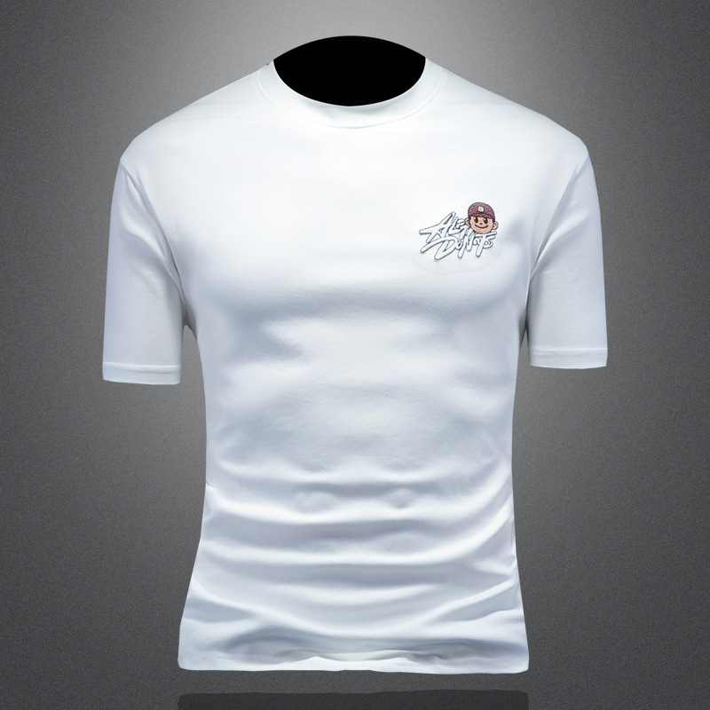 2025 new micro wide men's short sleeve T-shirt European station fashion big men who wear who look good half sleeve T-shirt