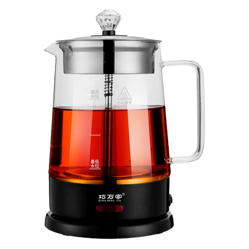Паровой чайник большой емкости 1,8 л Бытовой черный чай Горшок для здоровья Автоматическое стеклянное нагревание воды и электричества Чайник для кипячения