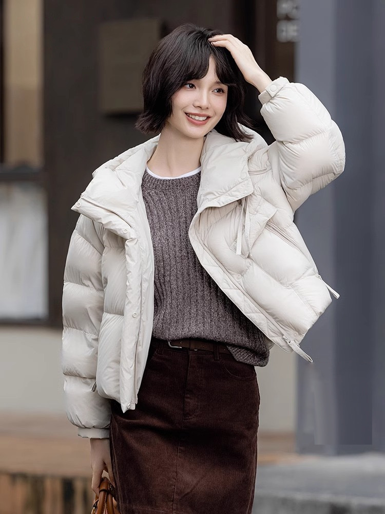Winter short down jacket for leisure with down, 2024 years, Korean style, oversize, increased thickness