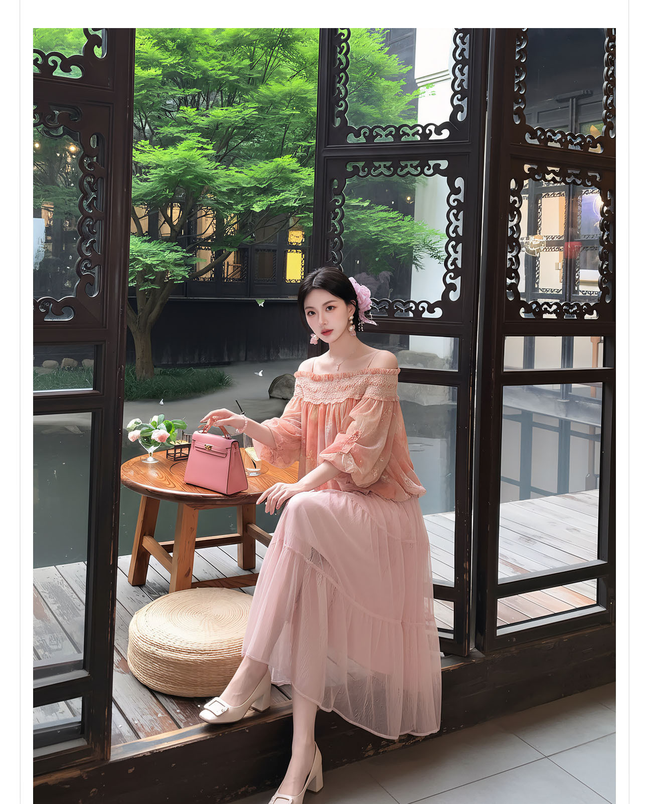 Áo hai dây nữ thiết kế mỏng nhẹ, thêu chỉ vàng, cổ yếm phong cách gợi cảm — Vàng phấn nước chi tiết 8