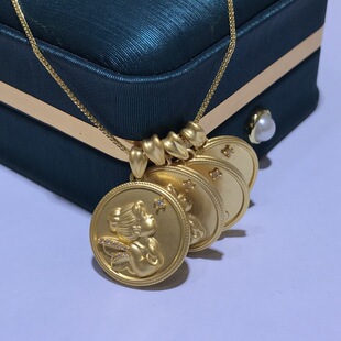 18K Gold Angel Pendant Au750 Color Gold Double-Sided Wear Hope Angel Pendant European and American Feng Shui Shell Gold Wholesale