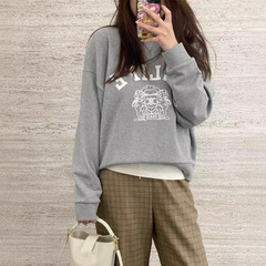 正确版本原标CEL家复古风徽章印花430克棉质毛圈圆领套头卫衣女装