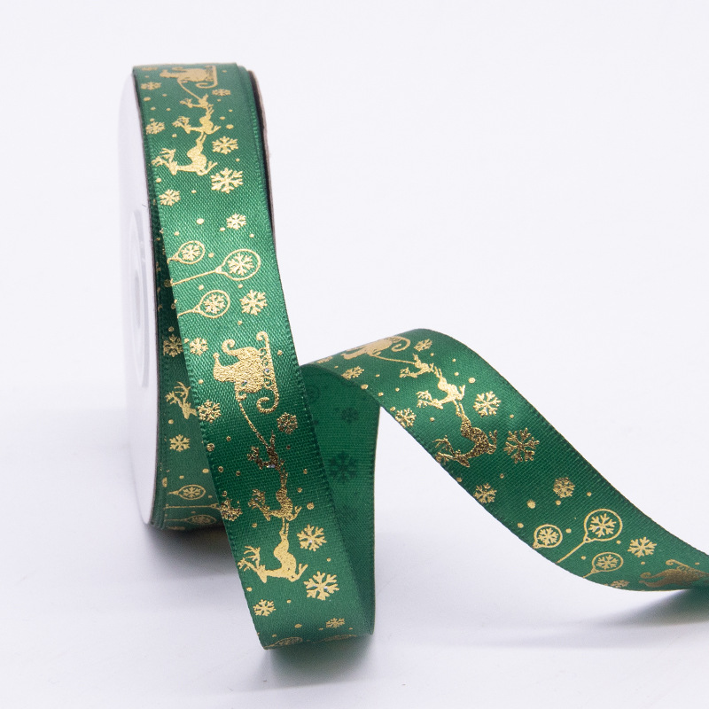 En stock 2,5 cm dorado cinta de Navidad pequeño rollo Navidad vacaciones decoración cinta Navidad regalo embalaje cinta