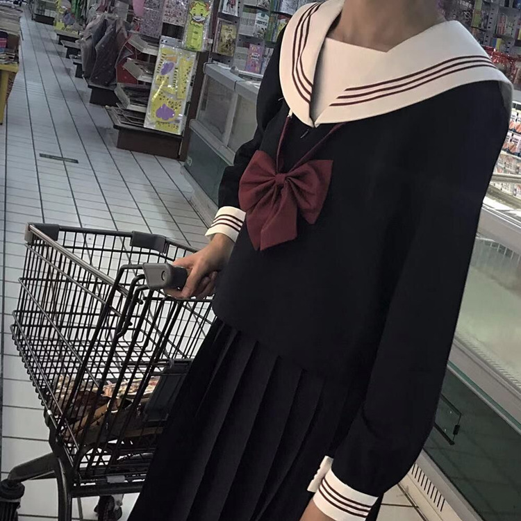 [Spot] cyanotic red three sailor suit Japanese Orthodox JK uniform class uniform school uniform female student suit