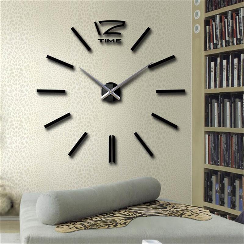 Reloj de pared 3D de gran tamaño DIY, espejo/etiqueta de pared creativa, reloj de pared minimalista moderno