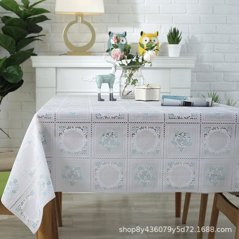蕾丝PVC塑料材质防水防滑长方形塑料茶几 客厅台布家用|undefined