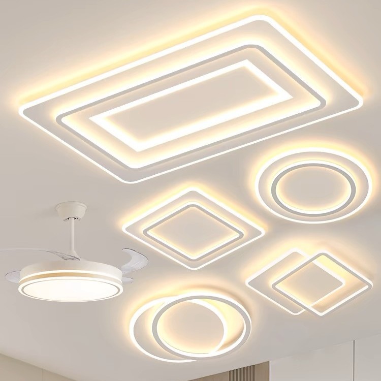 Luz principal de la sala de estar en 2025, nueva luz de techo atmosférica moderna y simple, Guangdong Zhongshan combinación de lámparas y linternas, paquete de casa completa