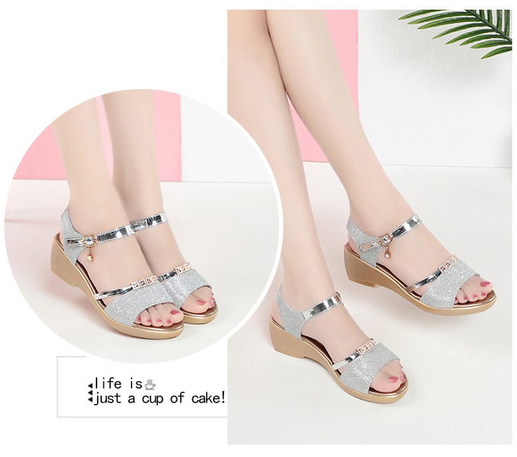 Sandal da thật nữ quai chữ V đế xuồng mềm, gót trung bình, phong cách thời trang đa năng, size lớn — màu đen chi tiết 15