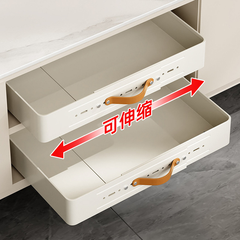 キッチン伸縮可能調整収納棚引き出し式食器棚調味料バスケット下水槽引き出し棚|undefined