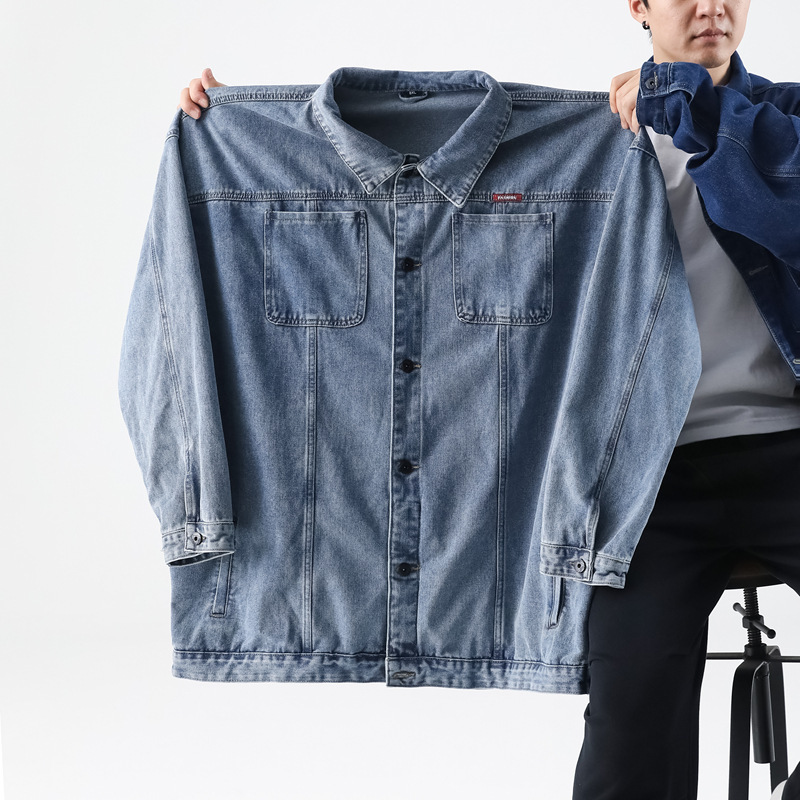 Cross-Border Wholesale of Oversized Denim Jackets, Loose-Fitting, Simple, Versatile, Plus-Size Denim Coats, Dropshipping 200kg
