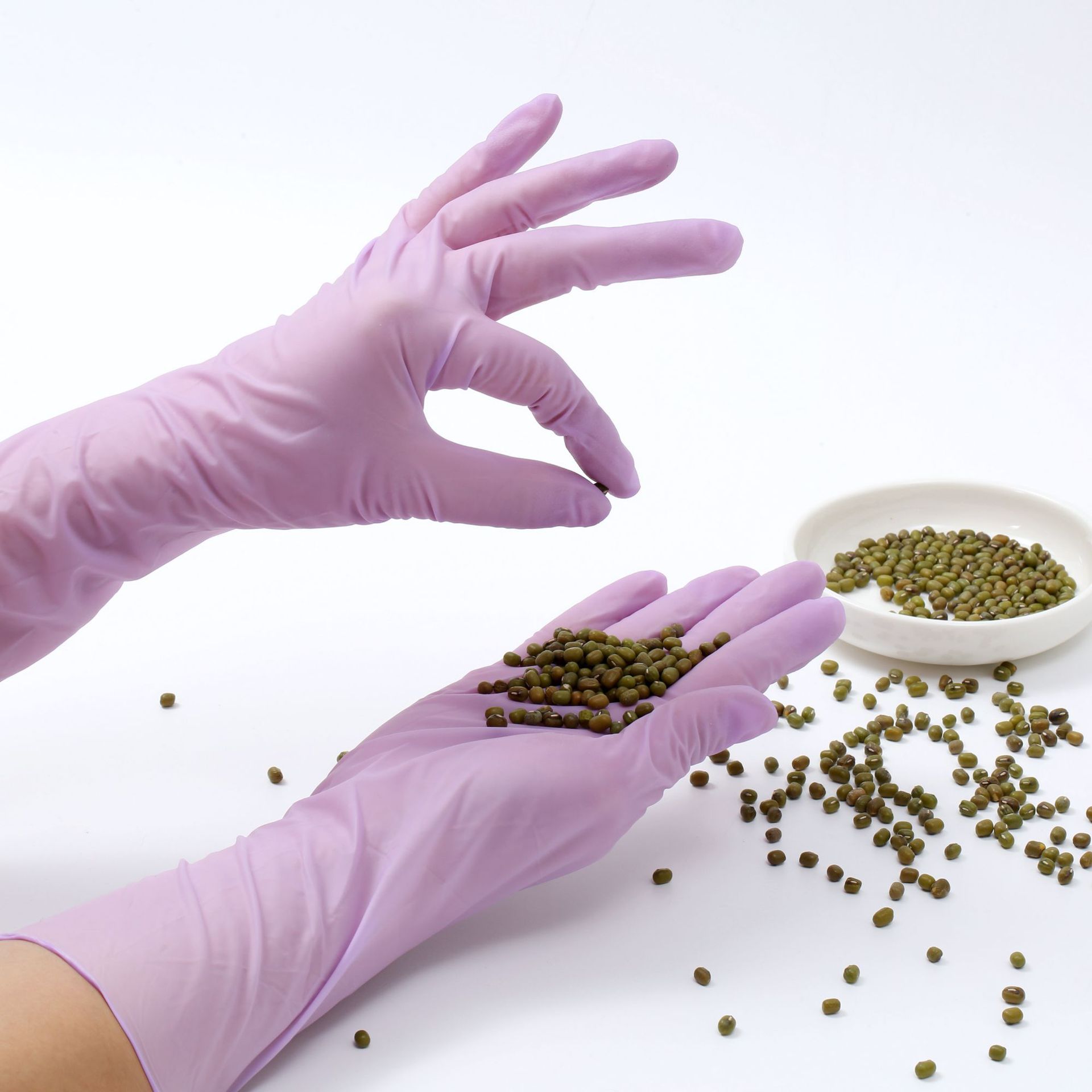 Guantes de nitrilo desechables de grado alimenticio espesado látex duradero trabajo de cocina lavavajillas guantes domésticos envasados individualmente