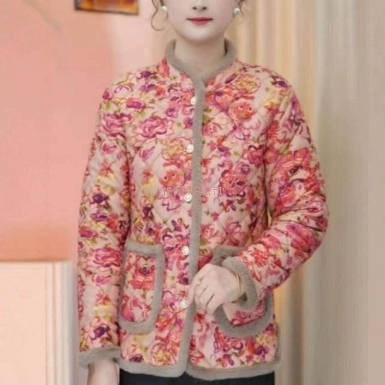 Winter fashionable keep warm down jacket for mother, for middle age, increased thickness, floral print