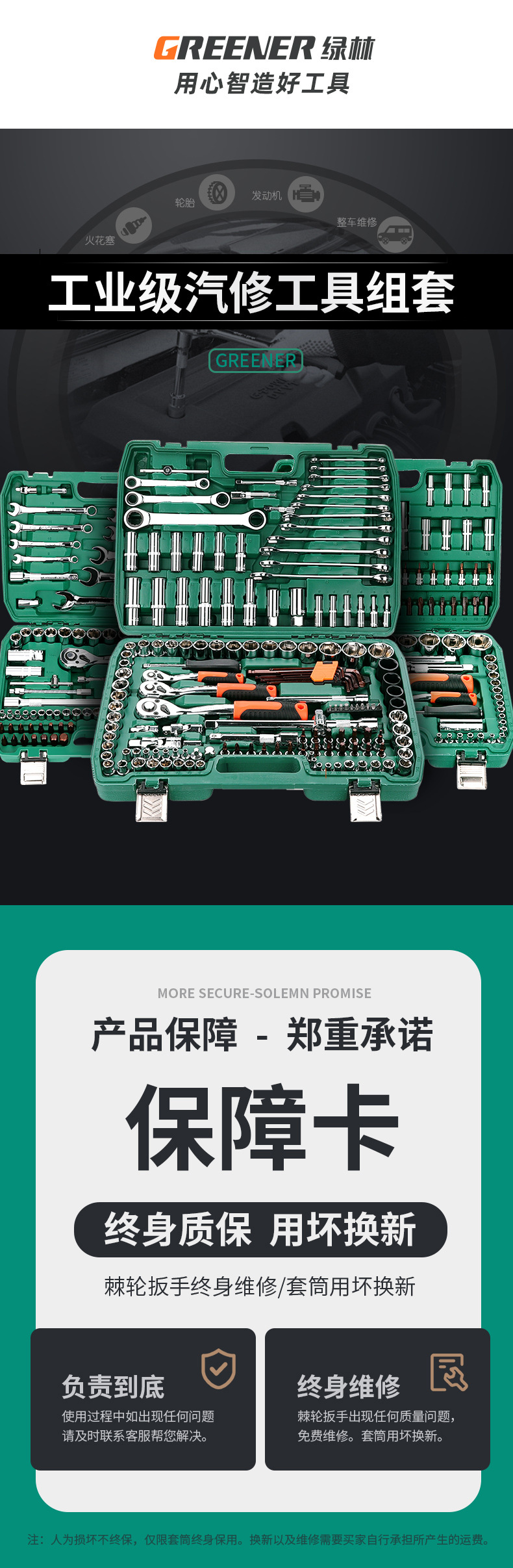 Suitable for Green Forest Auto Repair Tool Set Socket Wrench Ratchet Car Repair Combination Car Repair Tool Box Multi-Function