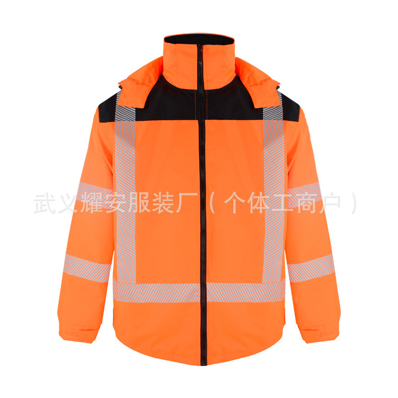 Cross-Border Hot-Selling Reflective Waterproof Windproof Cold-Proof Jacket Raincoat Traffic Safety Clothing Protective Reflective Jacket