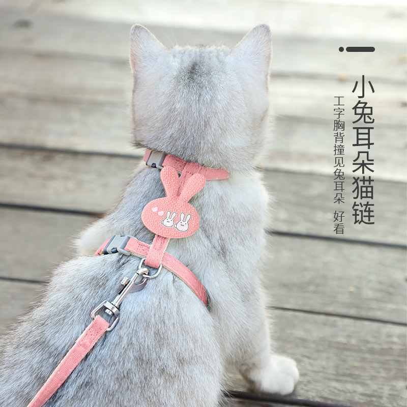 Cuerda de tracción de gato, orejas de conejo, cadena de gato, salir a pasear al gato, pasear al perro, tirantes de gato retráctiles, venta directa de fábrica al por mayor