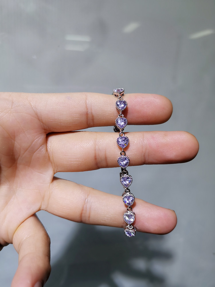 Heart Shape Pattern Women'S Gender Copper 18K Gold Plated White Gold Plated Sweet Shiny Plating Inlay Heart Shape Artificial Gemstones Zircon Bracelets