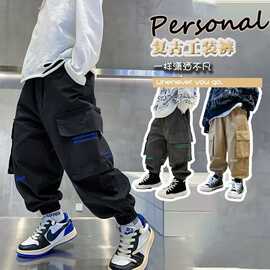 男童裤子春秋季新款儿童装秋装休闲时髦长裤大童男孩帅气工装裤潮