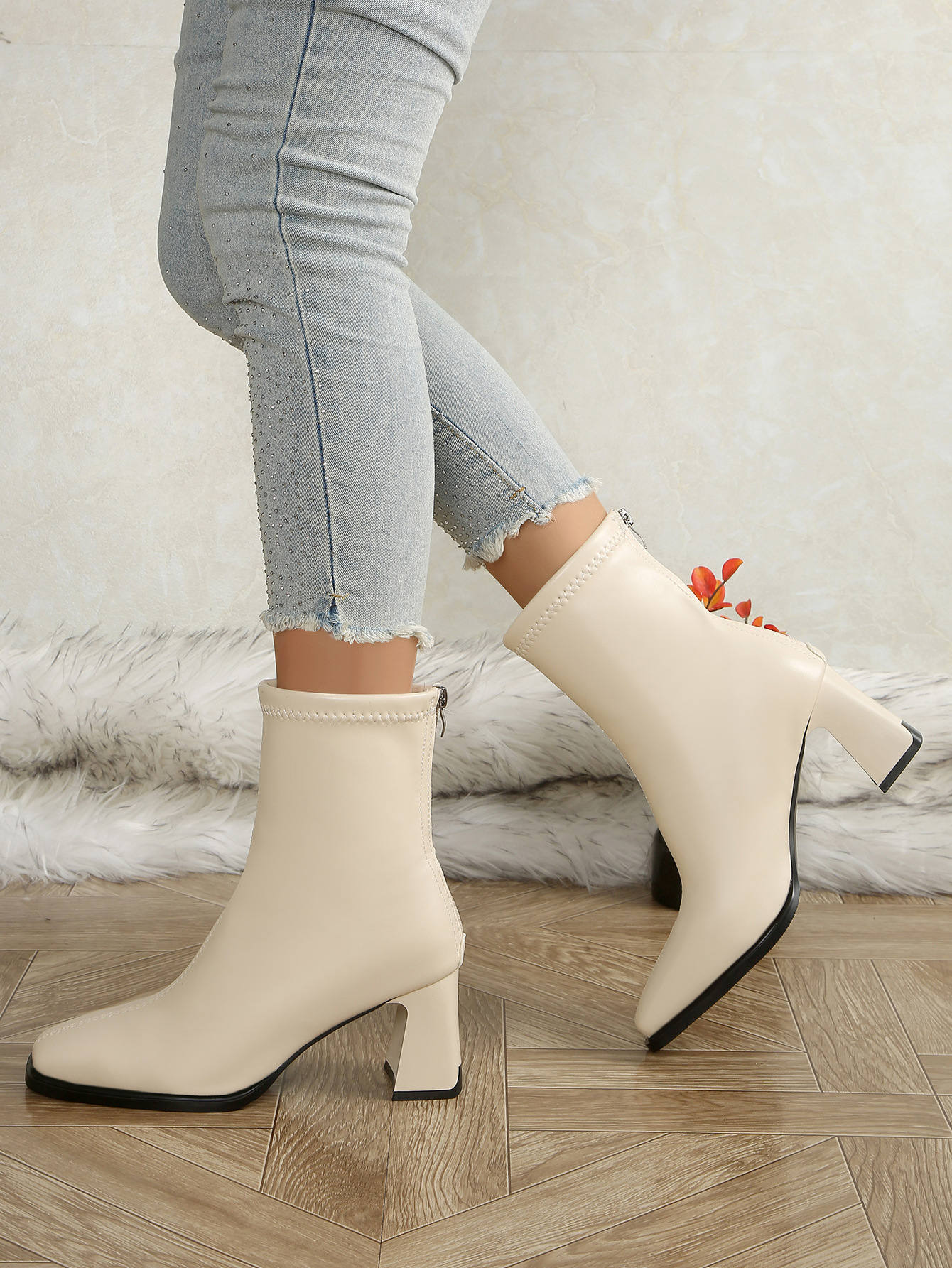 Laarzen cowboy dames met blokhak en vierkante neus elastisch_voghion.com