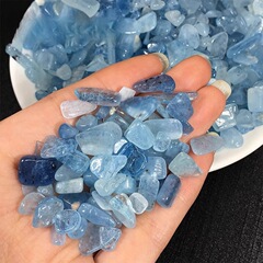 天然海藍宝砕石消磁粒子水晶造景石植木鉢水槽装飾材料小石