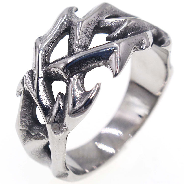 RC66 cross-border foreign trade Europe and the United States retro men's titanium steel ring tide men domineering steel ring thorn ring