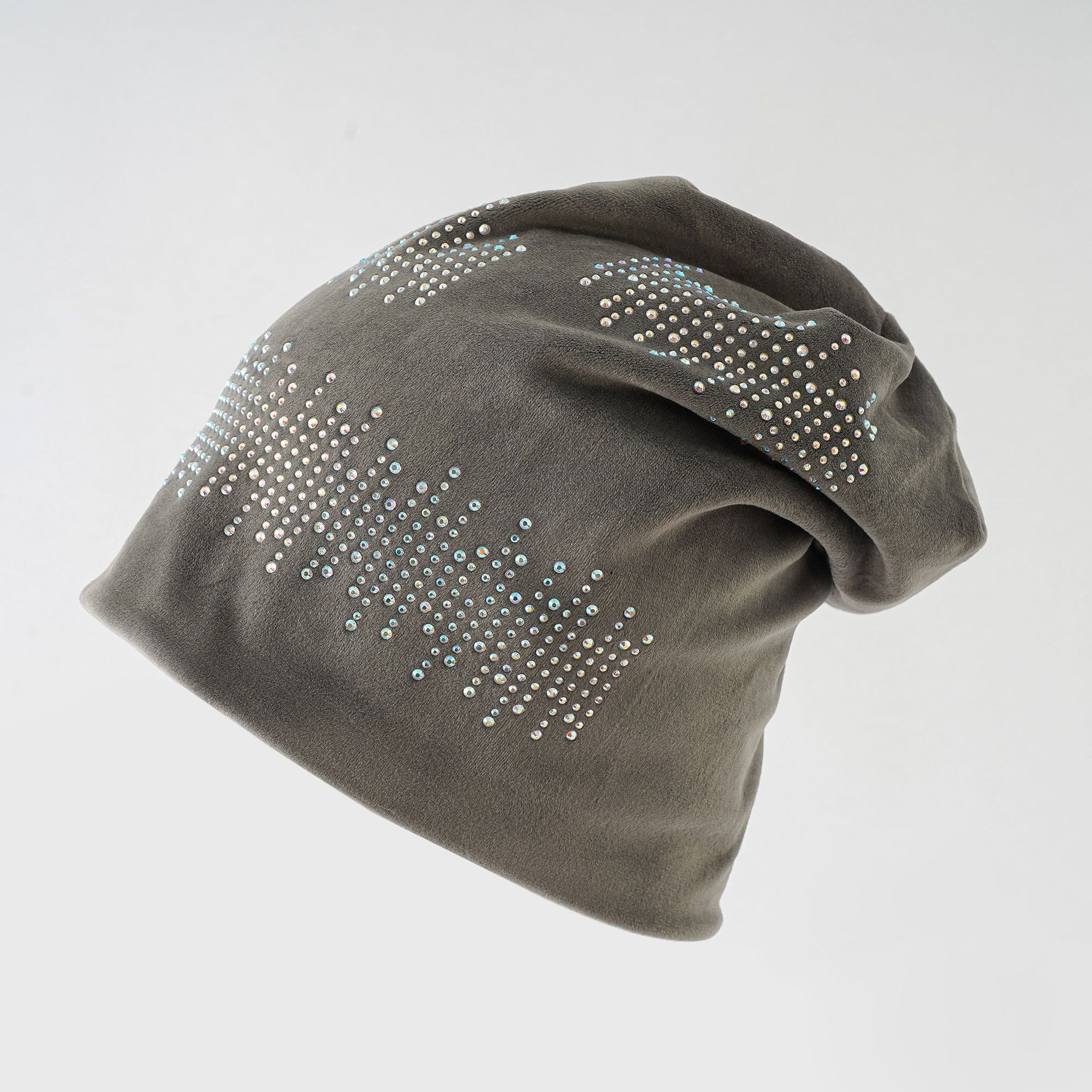 Europa y América del otoño y el invierno de las mujeres de doble capa rhinestone pullover Cap sombrero caliente delgada ocasional orejeras tapa Nueva tapa de pila