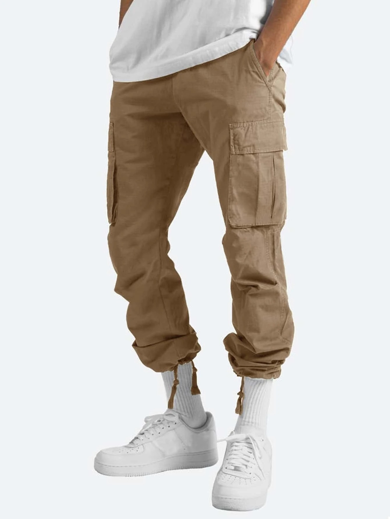 Pantalons décontractés pour hommes, nouveaux vêtements de travail d'été pour hommes avec cordon de serrage, pantalons décontractés multi-poches_voghion.com